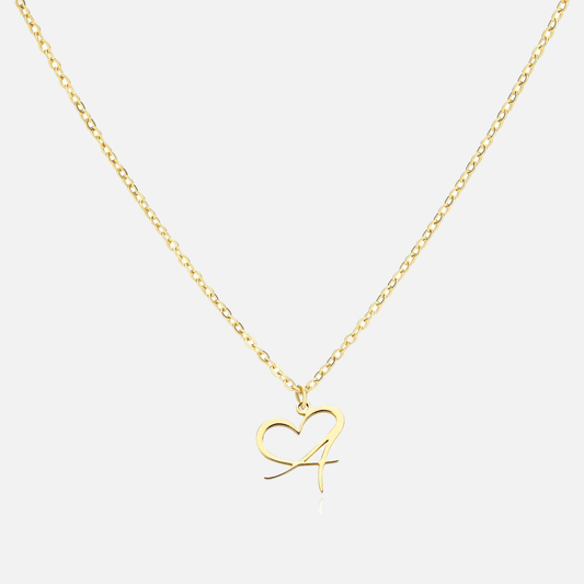 Cursive Heart Letter Necklace