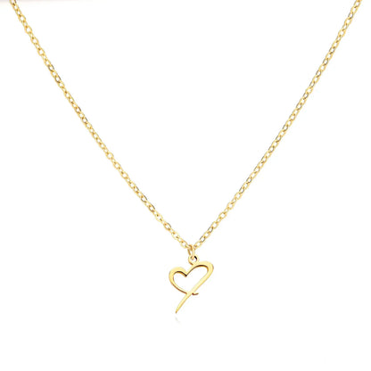 Cursive Heart Letter Necklace