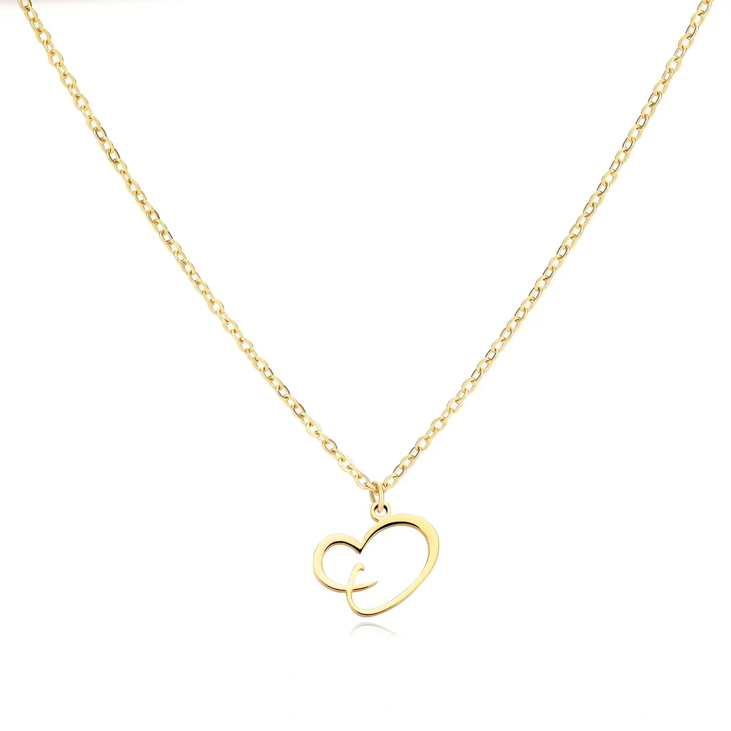 Cursive Heart Letter Necklace